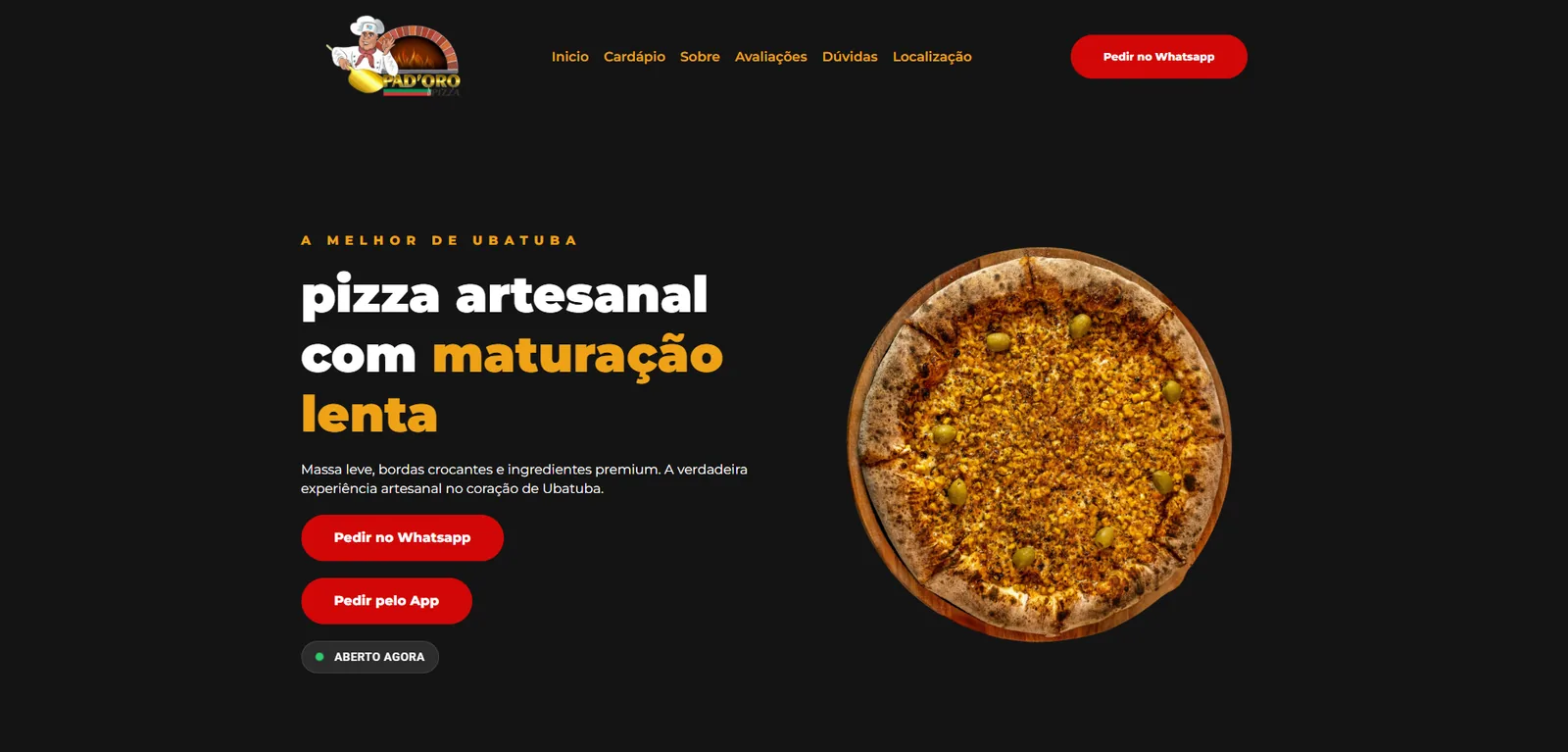 site de restaurante construído por nós
